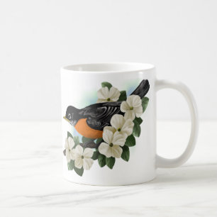 Amerikaner Robin und Hartriegel-Blumen-Tasse Tasse