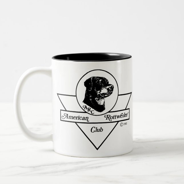 Amerikaner Rottweiler Verein-Logo Zweifarbige Tasse (Links)