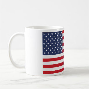Amerikaner stehen auf israelischer Flagge Kaffeetasse