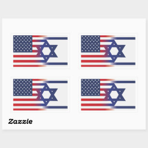 Amerikaner stehen auf israelischer Flagge Rechteckiger Aufkleber