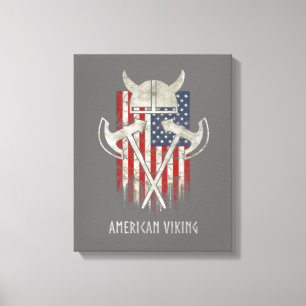 Amerikaner Viking. Flagge, beunruhigt, Sturzhelm, Leinwanddruck