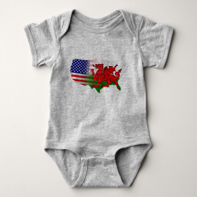 Amerikaner Waliser kennzeichnet Karten-Einteiler Baby Strampler (Vorderseite)