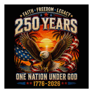 Amerikanisch 1776 2026 250. 4. Juli Unabhängigkeit Poster