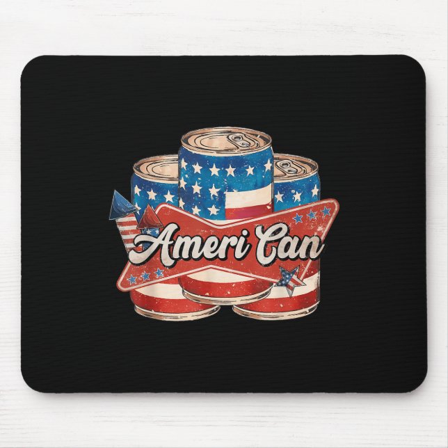 Amerikanisch Ameri Can 4. Juli Retro Usa Bier Patr Mousepad (Vorne)