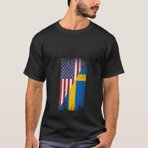 Amerikanisch-amerikanische Flagge Schweden USA Ame T-Shirt