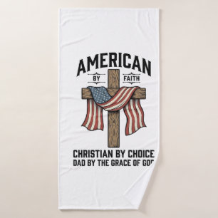Amerikanisch durch Glauben Christlicher Vater Patr Badehandtuch
