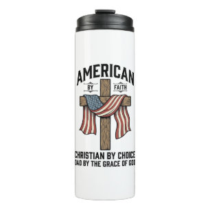 Amerikanisch durch Glauben Christlicher Vater Patr Thermosbecher