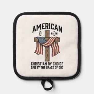 Amerikanisch durch Glauben Christlicher Vater Patr Topflappen