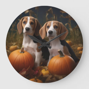Amerikanisch-englischer Foxhound Welpen Herbst Fre Große Wanduhr