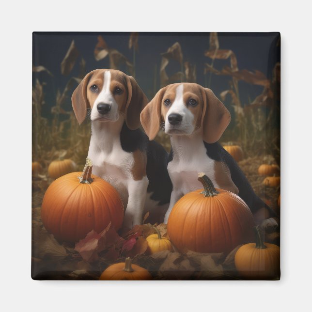 Amerikanisch-englischer Foxhound Welpen Herbst Fre Magnet (Vorne)