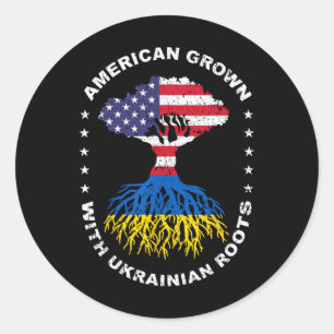 Amerikanisch mit ukrainischen Wurzeln Ukraine Amer Runder Aufkleber