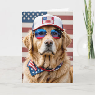 Amerikanisch Patriotisch Golden Retriever Geburtst Karte