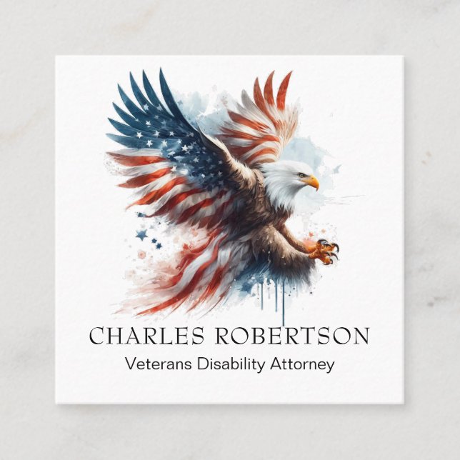 *~* amerikanisch. QR Flag Bald Adler AP16 Quadratische Visitenkarte (Vorderseite)