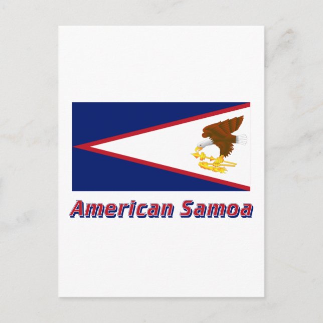 Amerikanisch-Samoa-Flagge mit Namen Postkarte (Vorderseite)
