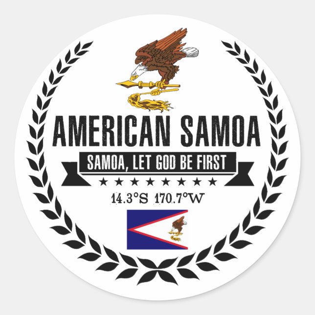 Amerikanisch-Samoa Runder Aufkleber (Vorderseite)