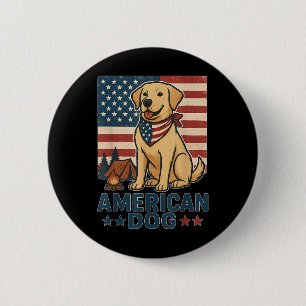 Amerikanisch Süßer Hund Patriotischer Hund USA-Fla Button