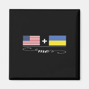 Amerikanisch + Ukrainisch = Ich Usa und Ukraine-Fl Magnet