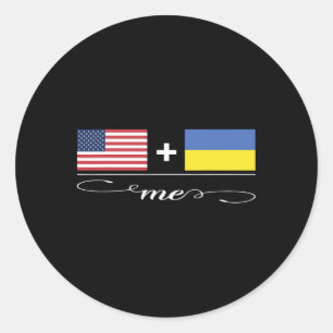 Amerikanisch + Ukrainisch = Ich USA und Ukraine-Fl Runder Aufkleber