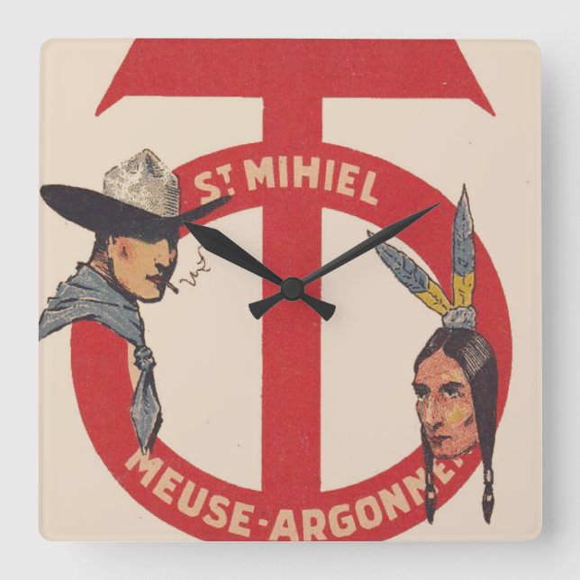 Amerikanische Abteilung des Einheits-Logo-90. Quadratische Wanduhr (Vorderseite)