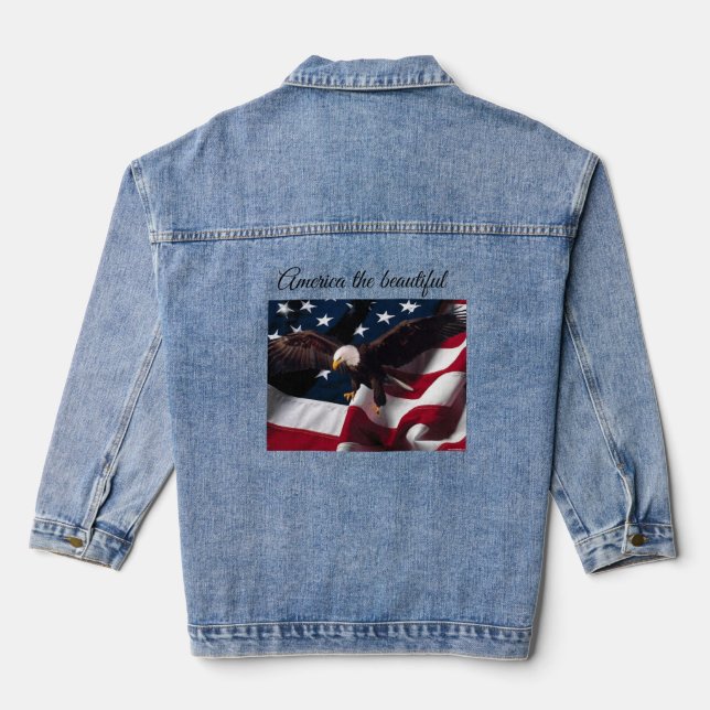 amerikanische Adlerflagge Denim Jacket Jeansjacke (Rückseite)