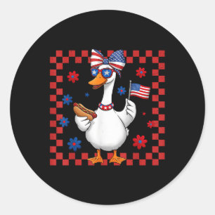 Amerikanische Alberne Gans 4. Juli US-Flagge Pa Runder Aufkleber