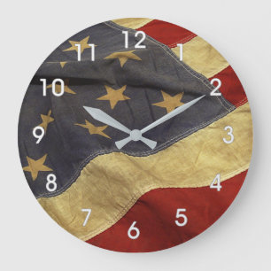AMERIKANISCHE ALTE FLAGGE GROßE WANDUHR