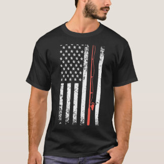 Amerikanische Angelrute Flagge Fischer T-Shirt