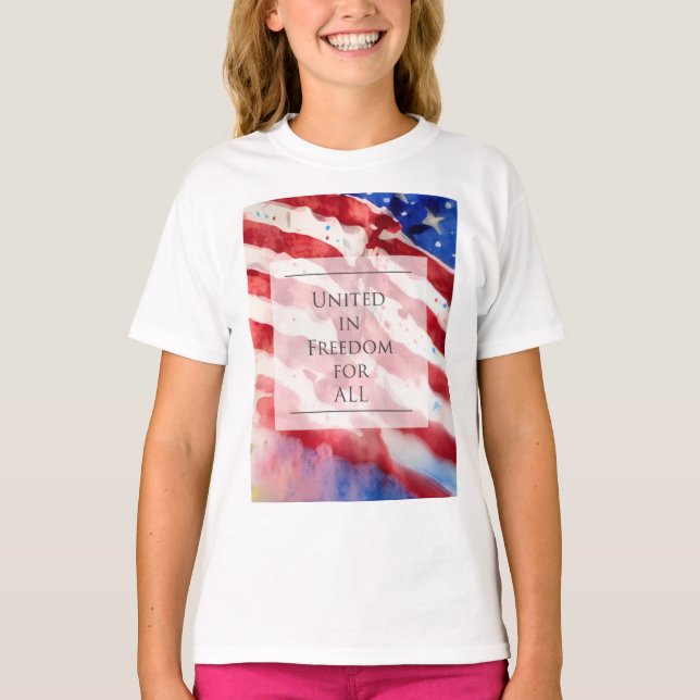 Amerikanische Aquarell, Freiheit der amerikanische T-Shirt (Vorderseite)
