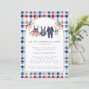 Amerikanische Baby-Patriotische Wäscheleine Babypa Einladung