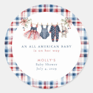 Amerikanische Baby-Patriotismus-Wäscheleine Baby S Runder Aufkleber
