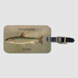 Amerikanische Bachforelle Fische Vintage Fischerei Gepäckanhänger
