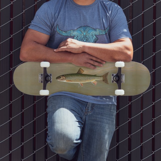 Amerikanische Bachforelle Fische Vintage Fischerei Skateboard (Außenbereich 3)