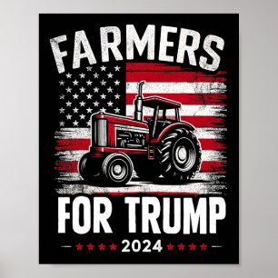 Amerikanische Bauer für Trump - Flagge der USA Poster