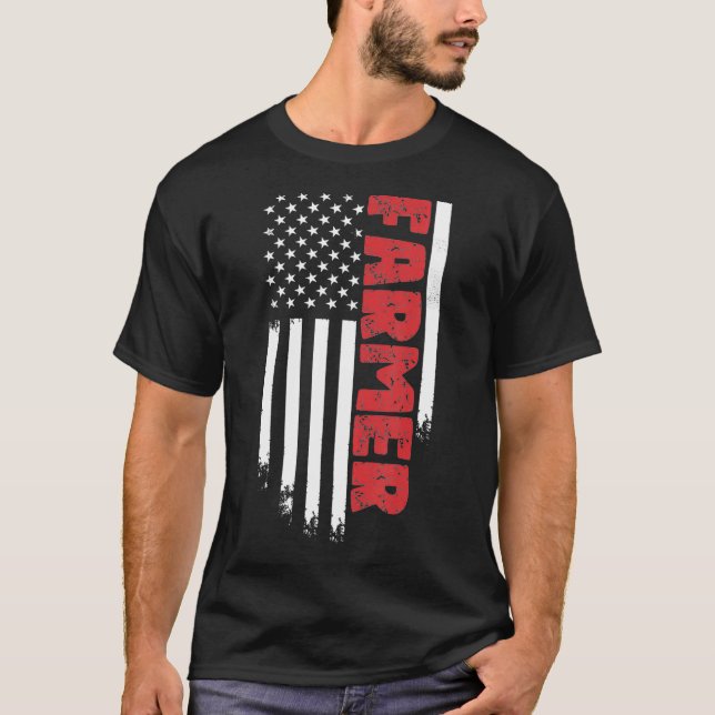 Amerikanische Bauer USA Flag Landwirtschaft T-Shirt (Vorderseite)