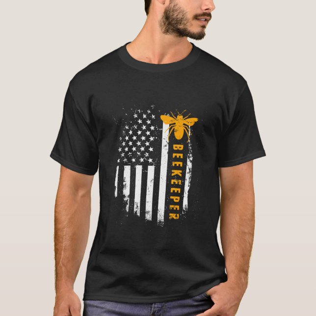 Amerikanische Bienenzuchtflagge Rette Bienenzuchtb T-Shirt (Vorderseite)