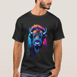 Amerikanische Bisonliebhaber Farbige Pop-Art Ameri T-Shirt
