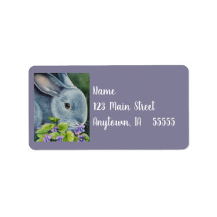 Amerikanische Blaue Kaninchen in Violets Wasserfar Adressaufkleber