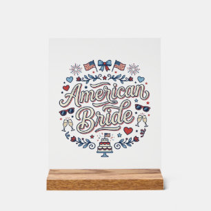 Amerikanische Braut Patriotische Hochzeit Vektor D Acrylschild