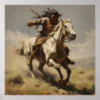 Amerikanische Brave Riding a Horse