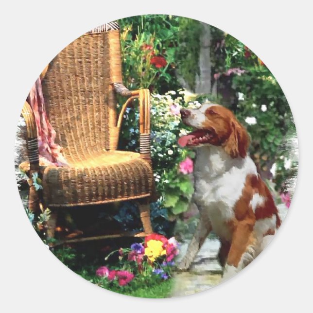 Amerikanische Bretagne Spaniel Kunstgeschenke Runder Aufkleber (Vorderseite)