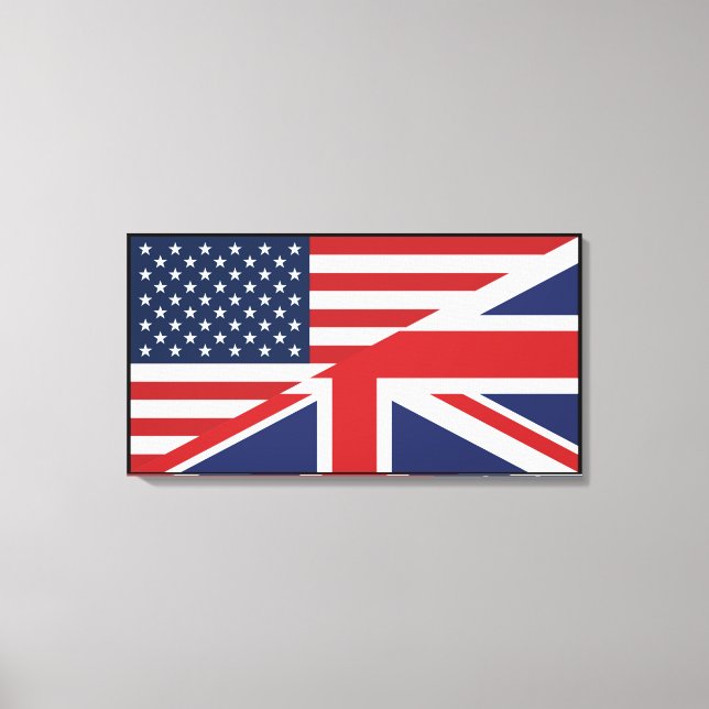 Amerikanische - Britische kombinierte Flagge Leinwanddruck (Vorderseite)