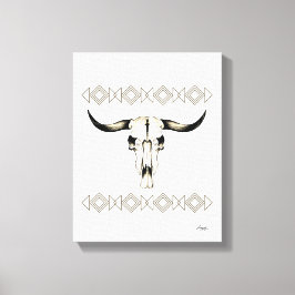 Amerikanische Buffalo Skull Mixed Media Artwork Leinwanddruck