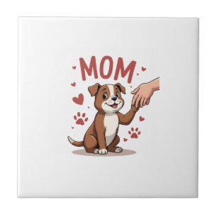 Amerikanische Bully-Mom Cute Dog Mama Lustige Frau Fliese