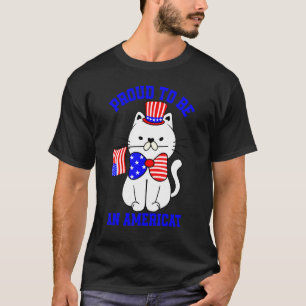 Amerikanische Bunte Katze Mit Fliege Stolz Amerika T-Shirt
