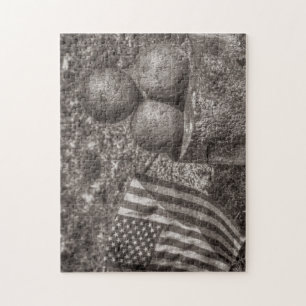Amerikanische Bürgerkriegskanonenkugeln Vintage Puzzle