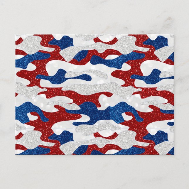 Amerikanische Camouflage 4. Juli Glitzer Postkarte (Vorderseite)