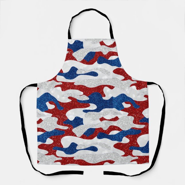 Amerikanische Camouflage 4. Juli Glitzer Schürze (Vorderseite)