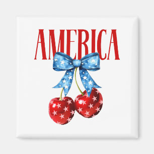 Amerikanische Coquette Kirsch-Schleife Patriotisch Magnet