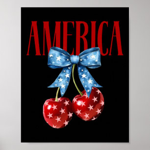 Amerikanische Coquette Kirsch-Schleife Patriotisch Poster