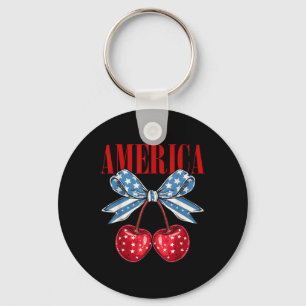 Amerikanische Coquette Kirsch-Schleife Patriotisch Schlüsselanhänger